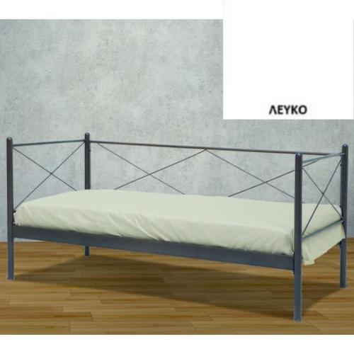 Ερμής Μεταλλικός Καναπές Κρεβάτι (Για Στρώμα 110x200) Με Επιλογές Χρωμάτων Λευκό