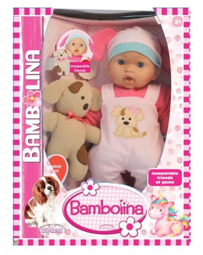 Bambolina Κούκλα Μωρό 41εκ. με Σκυλάκι BD1874