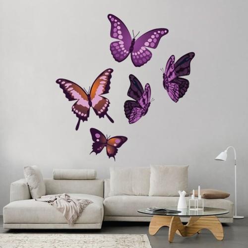 Αυτοκόλλητο τοίχου μωβ πεταλούδες 2 30x30 Αυτοκόλλητα τοίχου