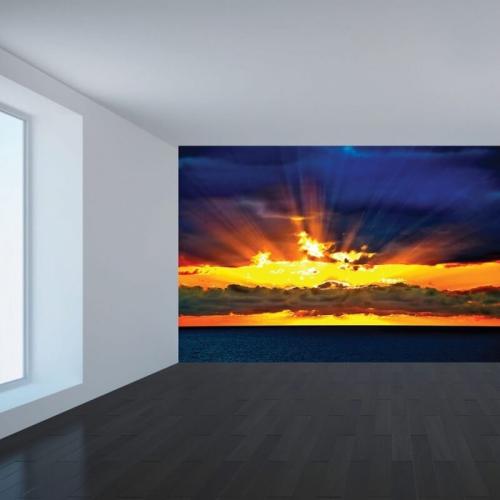 Ταπετσαρία τοίχου Συννεφιασμένο ηλιοβασίλεμα 220x120 Βινύλιο