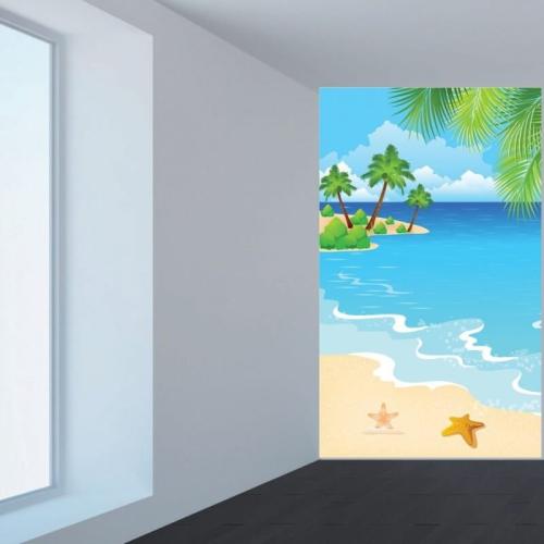 Ταπετσαρία τοίχου Ζωγραφιά με παραλία 220x120 Βινύλιο