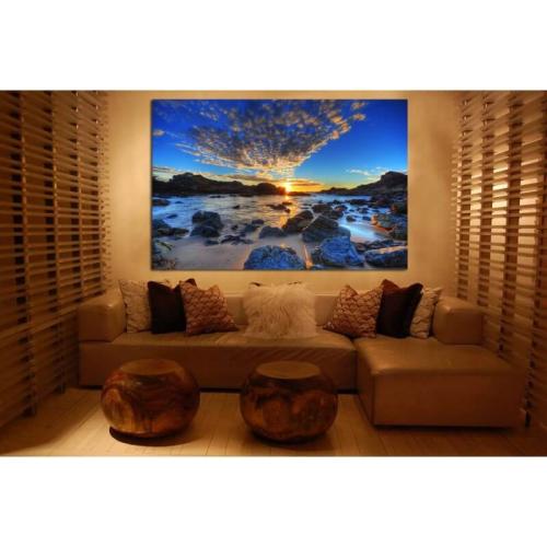 Πίνακας σε καμβά με ηλιοβασίλεμα στα βράχια 70x105 Τελαρωμένος καμβάς σε ξύλο με πάχος 2cm