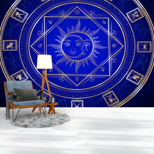 Ταπετσαρία τοίχου Αστρολογικός Κύκλος 130x130 Ύφασμα