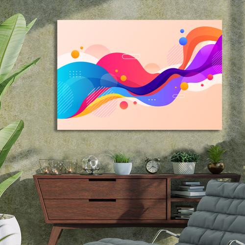Πίνακας με colorful waves 120x180 Τελαρωμένος καμβάς σε ξύλο με πάχος 2cm
