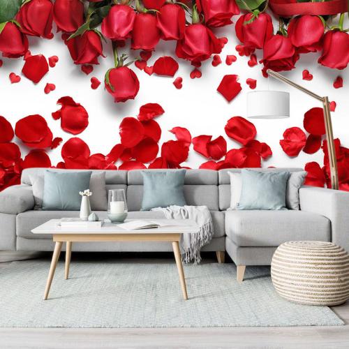 Ταπετσαρία τοίχου Roses and petals 150x100 Ύφασμα