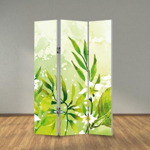 Παραβαν Πράσινο φόντο Άσπρα Λουλούδια 80x160 Ύφασμα Μία όψη