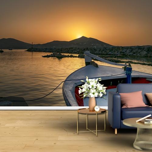 Ταπετσαρία τοίχου Βόλτα με βάρκα στα ελληνικά νερά 300x200 Ύφασμα