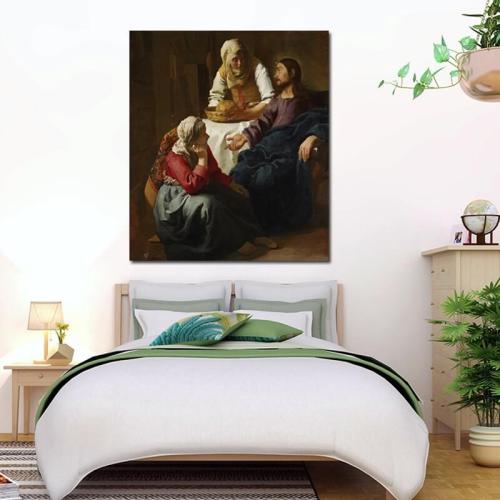Πίνακας σε καμβά Vermeer - Christ in the House of Martha and Mary 120x139 Τελαρωμένος καμβάς σε ξύλο με πάχος 2cm