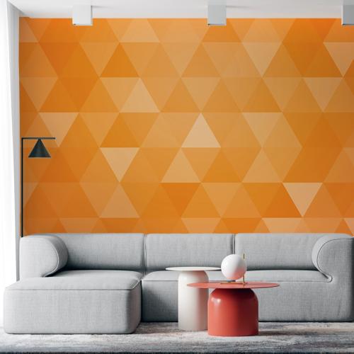 Ταπετσαρία τοίχου Μοτίβο με πορτοκαλί τρίγωνα 208x130 Βινύλιο