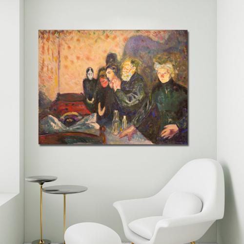 Πίνακας του Edvard Munch-Dødskamp 78x60 Τελαρωμένος καμβάς σε ξύλο με πάχος 2cm