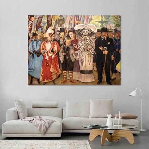 Πίνακας σε καμβά Frida Kahlo - Frida Kahlo and Diego Rivera in Mexico City 80x60 Τελαρωμένος καμβάς σε ξύλο με πάχος 2cm