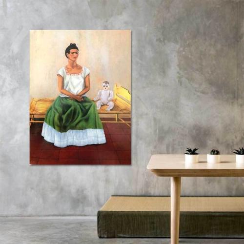 Πίνακας σε καμβά Frida Kahlo - My doll and I 110x147 Τελαρωμένος καμβάς σε ξύλο με πάχος 2cm