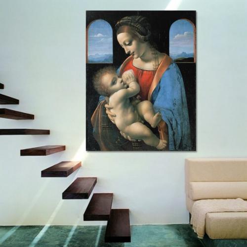 Πίνακας σε καμβά Leonardo da Vinci - Madonna Litta 60x77 Τελαρωμένος καμβάς σε ξύλο με πάχος 2cm