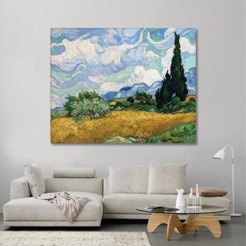Van Gogh - Wheat Field with Cypresses 57x45 Τελαρωμένος καμβάς σε ξύλο με πάχος 2cm