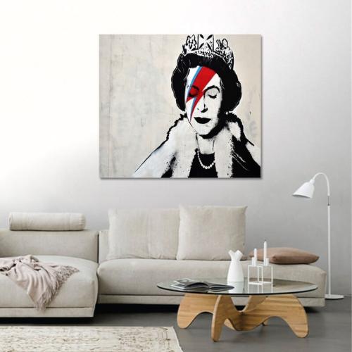 Πίνακας σε καμβά Banksy - Queen Elizabeth 113x100 Τελαρωμένος καμβάς σε ξύλο με πάχος 2cm