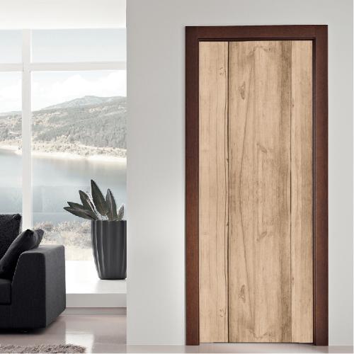 Αυτοκόλλητο πόρτας γραφείου με υφή ανοιχτόχρωμου ξύλου 80x220 Αυτοκόλλητα πόρτας