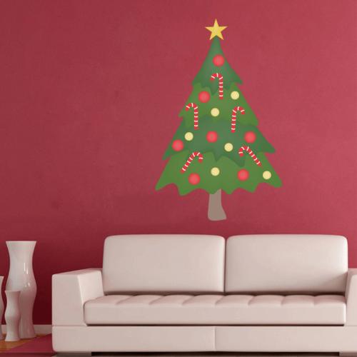 Αυτοκόλλητα τοίχου Χριστουγεννιάτικο δέντρο με γλυκά 100x70 Αυτοκόλλητα τοίχου
