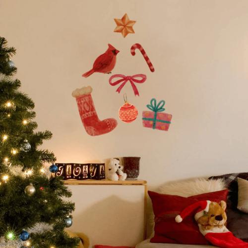 Αυτοκόλλητα τοίχου Xριστουγεννιάτικα αντικείμενα φτιαγμένα με τέμπερα 50x60 Αυτοκόλλητα τοίχου