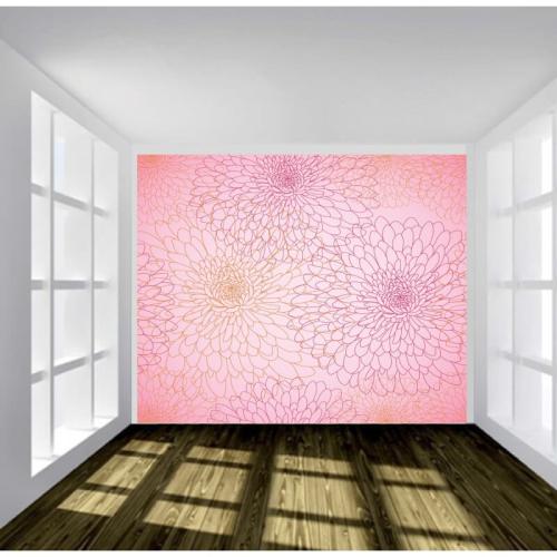 Tαπετσαρία τοίχου Ροζ φόντο με λουλούδια 160x160 Βινύλιο