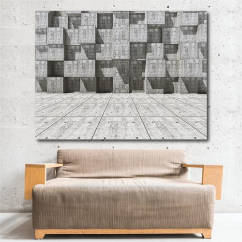 Πίνακας σε καμβά κύβοι τσιμέντου 60x90 Τελαρωμένος καμβάς σε ξύλο με πάχος 2cm