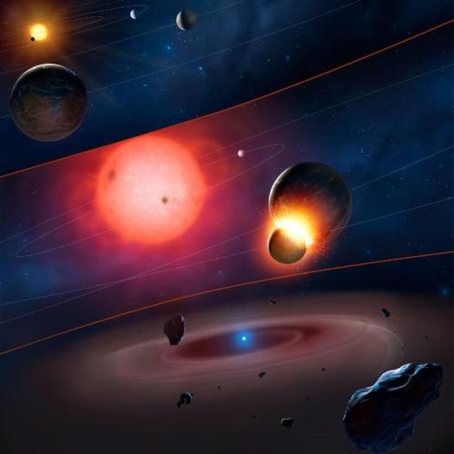 Ταπετσαρία τοίχου Ήλιος πλανήτες και μετεωρίτες 120x120 Βινύλιο