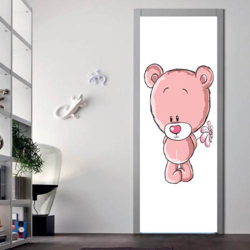 Αυτοκόλλητα πόρτας Ροζ αρκουδάκι 65x200 Αυτοκόλλητα πόρτας