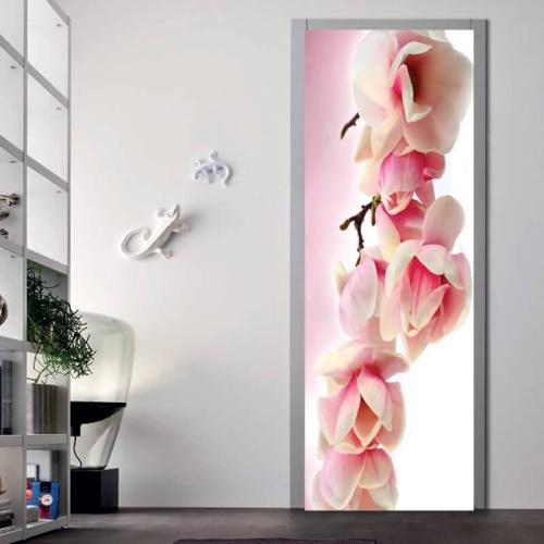 Αυτοκόλλητα πόρτας Ροζ Λουλούδια 70x180 Αυτοκόλλητα πόρτας