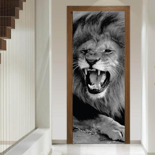 Αυτοκόλλητα πόρτας Άγριο Λιοντάρι 90x220 Αυτοκόλλητα πόρτας