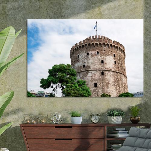 Πίνακας σε καμβά Λευκός Πύργος Θεσσαλονίκης 1 120x80 Τελαρωμένος καμβάς σε ξύλο με πάχος 2cm
