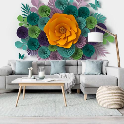 Ταπετσαρία τοίχου Cutout flowers 3 195x130 Ύφασμα
