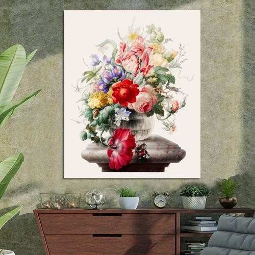 Πίνακας σε καμβά bouquet of flowers painting 89x110 Τελαρωμένος καμβάς σε ξύλο με πάχος 2cm