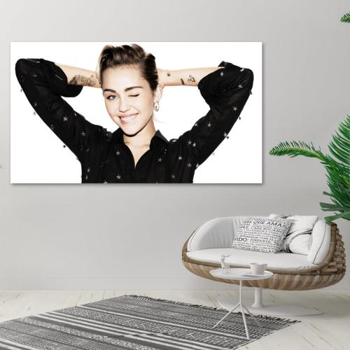 Πίνακας σε καμβά Miley Cyrus 213x120 Τελαρωμένος καμβάς σε ξύλο με πάχος 2cm