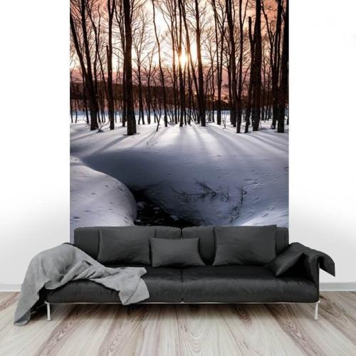 Ταπετσαρία τοίχου με Χιονισμένο Δάσος 280x160 Ύφασμα