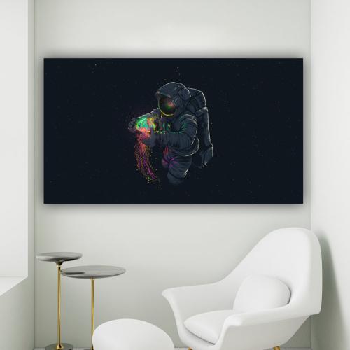 Πίνακας σε καμβά Αστροναύτης και Μέδουσα 106x60 Τελαρωμένος καμβάς σε ξύλο με πάχος 2cm