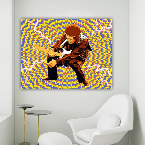 Πίνακας σε καμβά Jimi Hendrix 143x110 Τελαρωμένος καμβάς σε ξύλο με πάχος 2cm