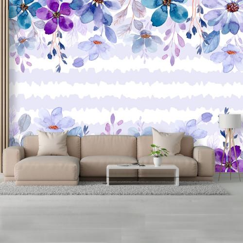 Ταπετσαρία τοίχου Blue purple flower 195x130 Βινύλιο