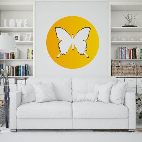 Αυτοκόλλητο τοίχου Circle with butterfly 90x90 Αυτοκόλλητα τοίχου