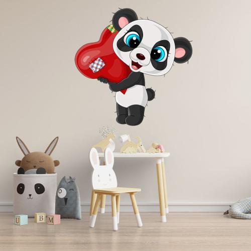 Αυτοκόλλητο τοίχου Cute Panda 130x130 Αυτοκόλλητα τοίχου