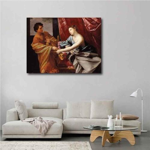 Πίνακας σε καμβά Guido Reni - Joseph and Potiphar's Wife 94x70 Τελαρωμένος καμβάς σε ξύλο με πάχος 2cm