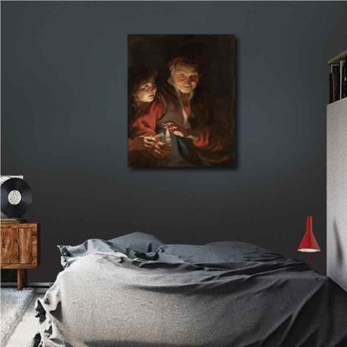 Πίνακας σε καμβά Peter Paul Rubens - Old Woman and Boy with Candles 110x136 Τελαρωμένος καμβάς σε ξύλο με πάχος 2cm