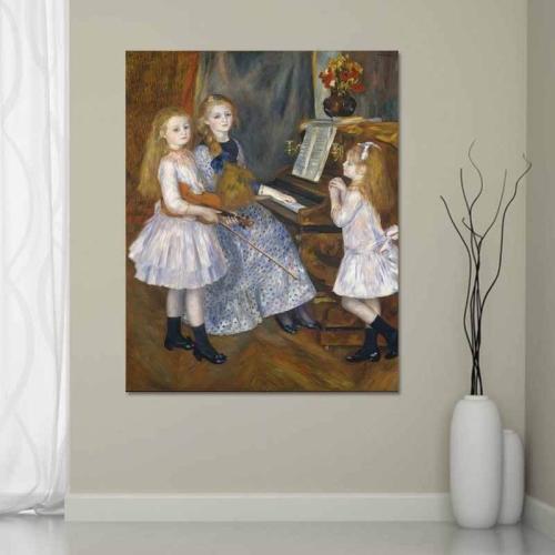 Πίνακας σε καμβά Renoir - The Daughters of Catulle Mendès, Huguette, Claudine and Helyonne 30x38 Τελαρωμένος καμβάς σε ξύλο με πάχος 2cm