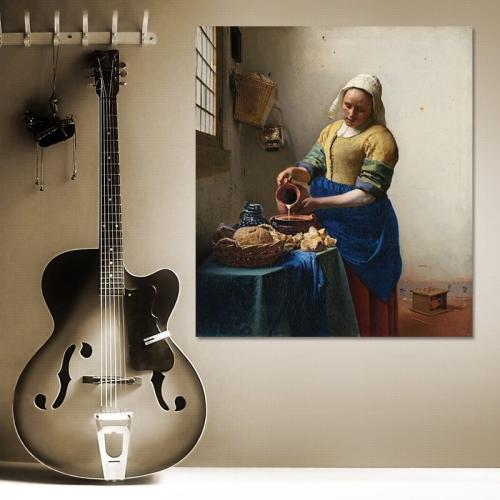 Πίνακας σε καμβά Vermeer - The Milkmaid 40x45 Τελαρωμένος καμβάς σε ξύλο με πάχος 2cm