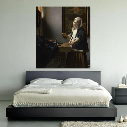 Πίνακας σε καμβά Vermeer - Woman Holding a Balance 80x91 Τελαρωμένος καμβάς σε ξύλο με πάχος 2cm
