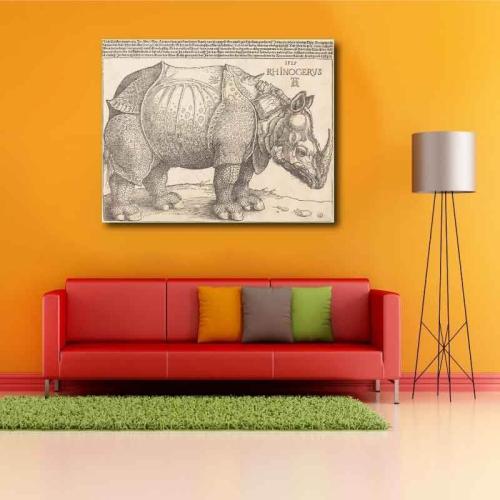 Πίνακας σε καμβά Albrecht Dürer - The Rhinoceros 89x70 Τελαρωμένος καμβάς σε ξύλο με πάχος 2cm