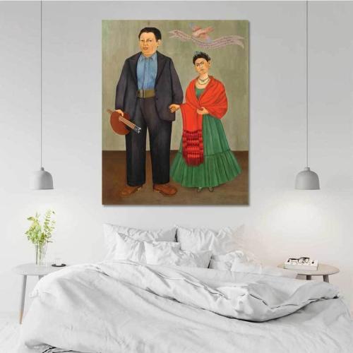 Πίνακας σε καμβά Frida Kahlo - Frida and Diego Rivera 70x89 Τελαρωμένος καμβάς σε ξύλο με πάχος 2cm