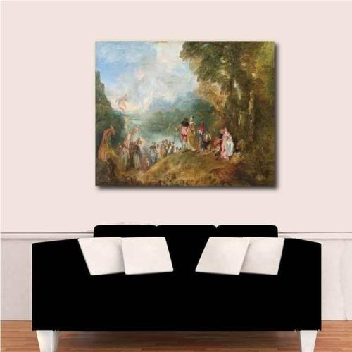 Πίνακας σε καμβά Jean Antoine Watteau - Departure from Cythere 138x90 Τελαρωμένος καμβάς σε ξύλο με πάχος 2cm