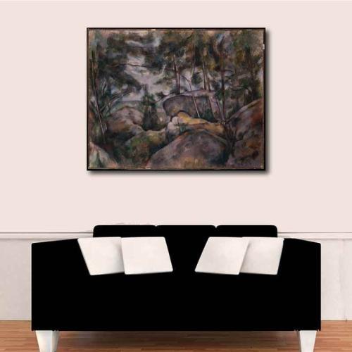 Πίνακας σε καμβά Paul Cezanne - Rocks in the Forest(1890) 90x113 Τελαρωμένος καμβάς σε ξύλο με πάχος 2cm