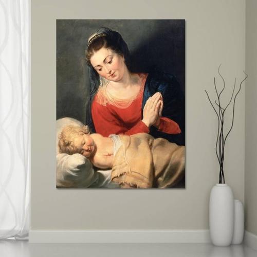 Πίνακας σε καμβά Peter Paul Rubens - Virgin in Adoration before the Christ Child 30x40 Τελαρωμένος καμβάς σε ξύλο με πάχος 2cm