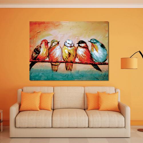Πίνακας σε καμβά με Πουλιά σε Κλαδί 80x60 Τελαρωμένος καμβάς σε ξύλο με πάχος 2cm