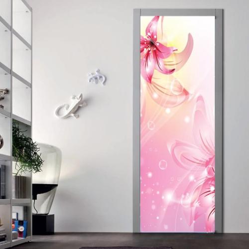 Αυτοκόλλητα πόρτας Μπουκέτο με Ροζ Λουλούδια 100x220 Αυτοκόλλητα πόρτας